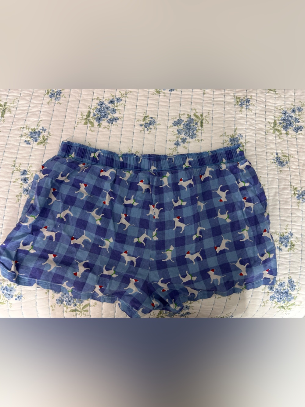 PINK Victoria's Secret Blue Plaid Dog Print Sleepwear Bottoms